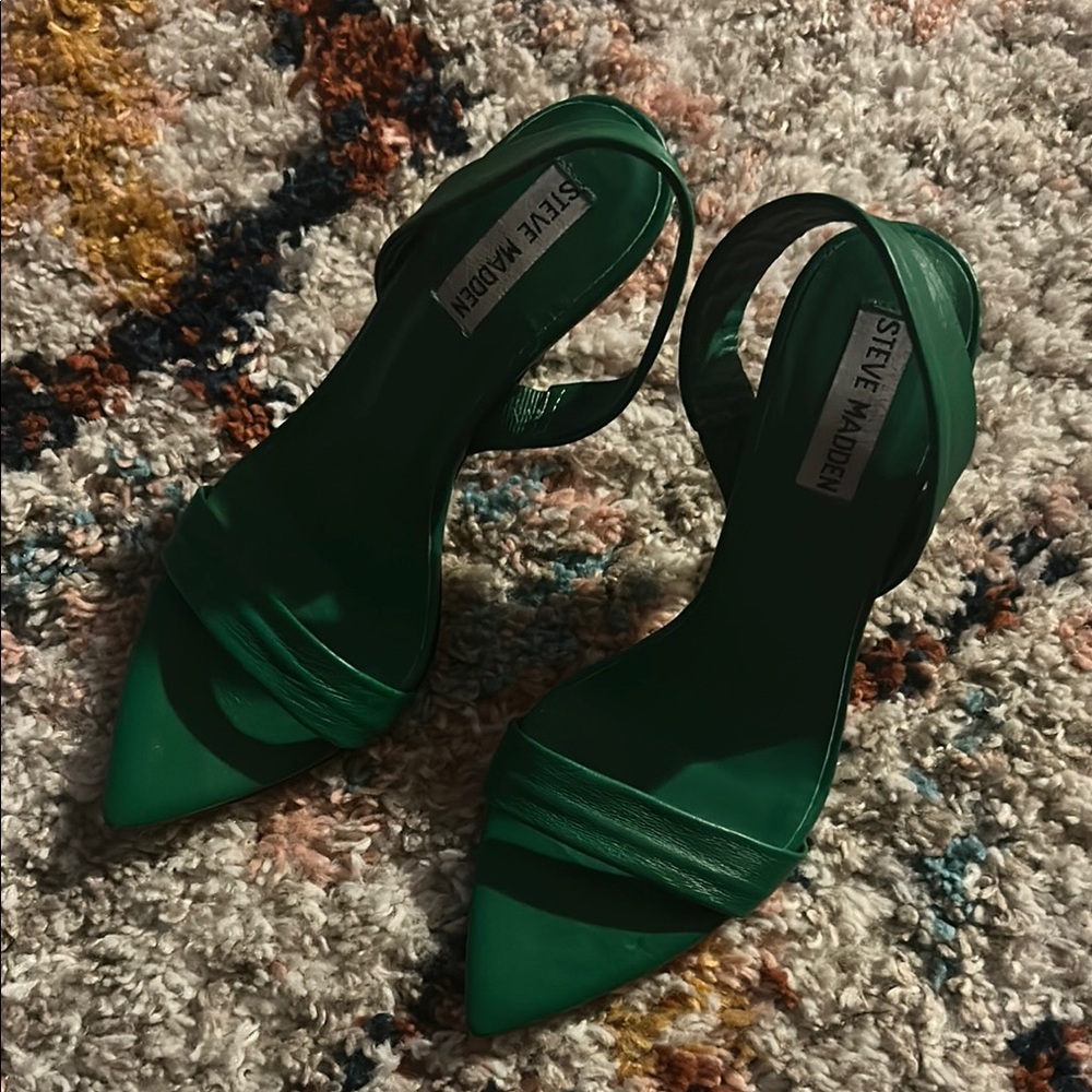 Steve Madden Green Satin Heels with Stiletto